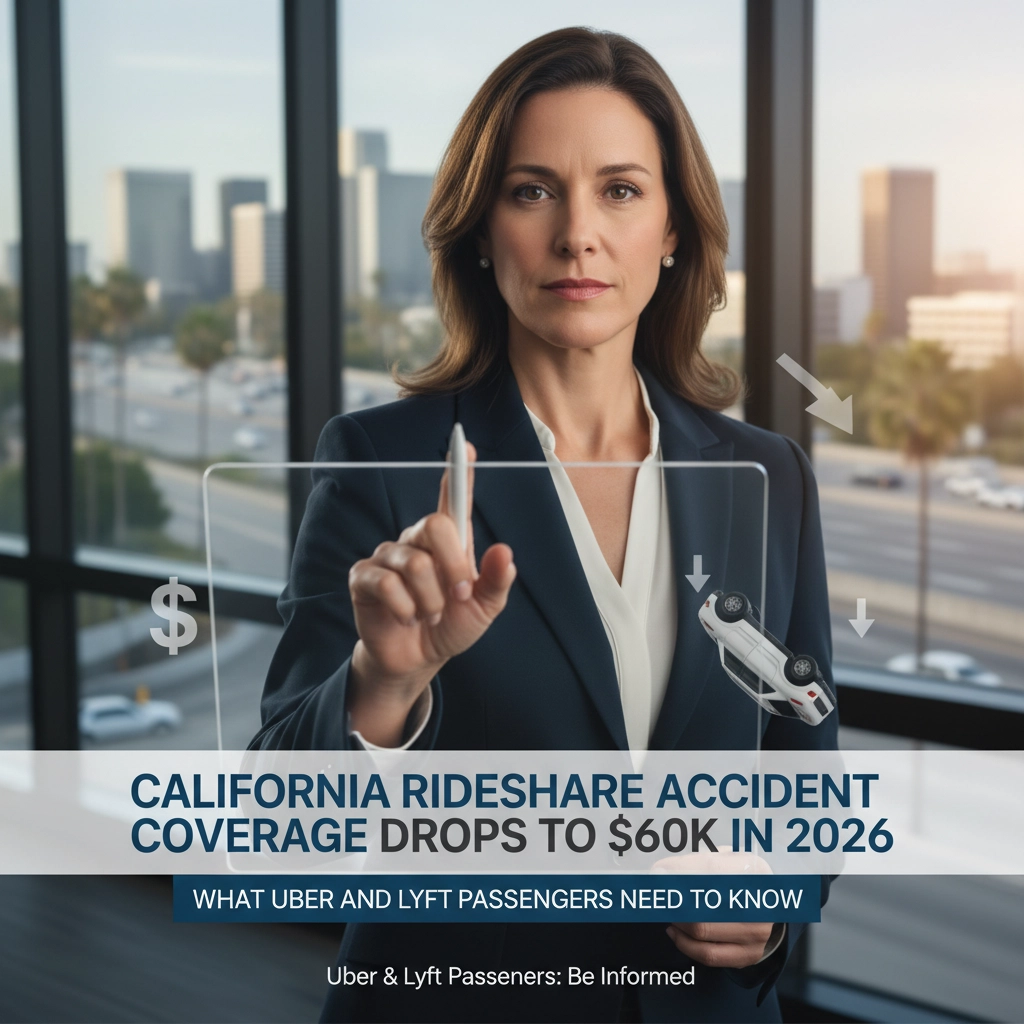 California Rideshare Accident Coverage Drops to $60K in 2026: What Uber and Lyft Passengers Need to Know
